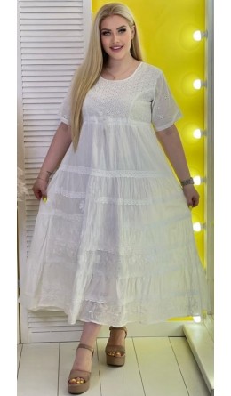 Платье Индия №5043 шитье белое длинное, 46 размер