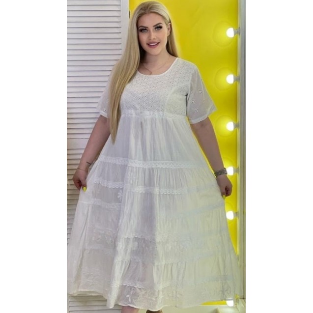 Платье Индия №5043 шитье белое длинное, 46 размер