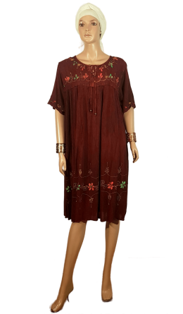 Платье "Разлетайка" Индия / Цветы вышивка / бардо