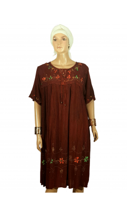Платье "Разлетайка" Индия / Цветы вышивка / бардо