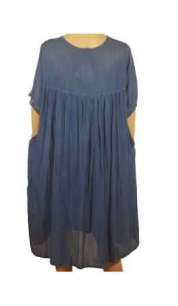 Платье "Разлетайка" Индия / Цветы вышивка / синее