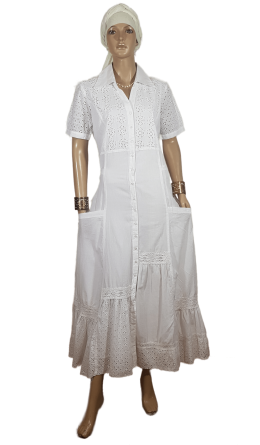 Платье Индия №19217 белое шитьё + кружево