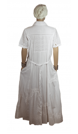 Платье Индия №19217 белое шитьё + кружево