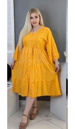 Платье Индия №5015 вышивка оранжевое