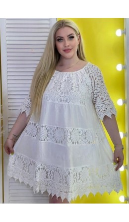 Платье 2929 Кружево трапеция белое 