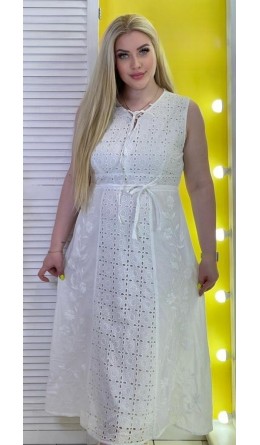 Платье 5045 Шитье белое длинное без рукавов